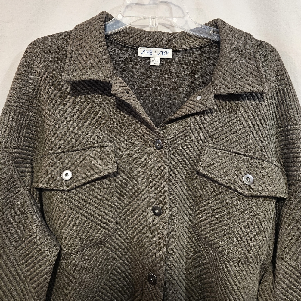 She + Sky Textured Button-Up Shacket - image 2